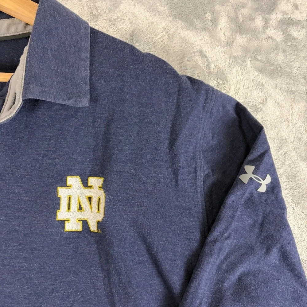 Notre Dame Fighting Irish Mens 2XL Under Armour HeatGear Long Sleeve Polo Shirt - Picture 2 of 6